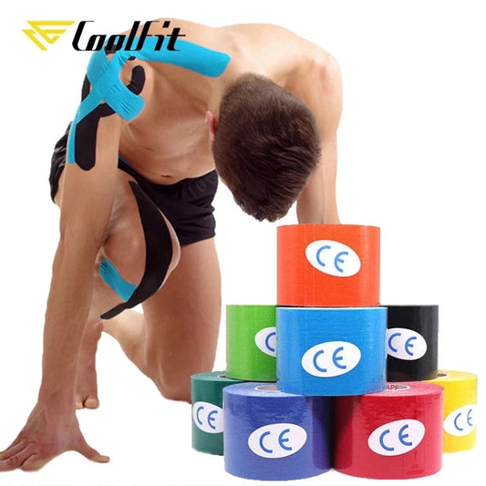 CoolFit 5 Size Kinesiology Tape Athletic Recovery Self Adherent Wrap Taping Medical Muscle Pain Relief Knee Pads Protector